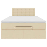Struttura Letto Pouf con Materasso Crema 120x190 cm in Tessuto