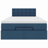Pouf Letto con Materasso Blu 120x200 cm in Tessuto