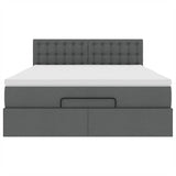 Pouf Letto con Materasso Grigio Scuro 140x190 cm in Tessuto