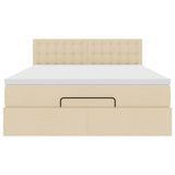 Pouf Letto con Materasso Crema 140x190 cm in Tessuto