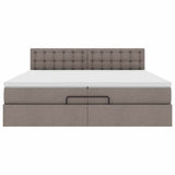 Struttura Letto Pouf con Materasso Tortora 200x200 cm Tessuto