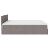 Struttura Letto Pouf con Materasso Tortora 200x200 cm Tessuto