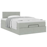 Pouf Letto con Materasso Grigio Chiaro 120x190 cm in Velluto