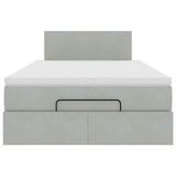 Pouf Letto con Materasso Grigio Chiaro 120x190 cm in Velluto