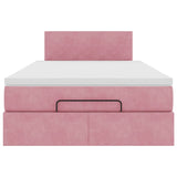 Pouf Letto con Materasso Rosa 120x190 cm Velluto