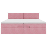 Struttura Letto Pouf con Materasso Rosa 200x200 cm Velluto
