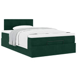Pouf Letto con Materasso Verde Scuro 120x190 cm Velluto