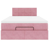 Struttura Letto Pouf con Materasso Rosa 120x200 cm Velluto