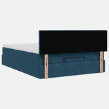 Struttura Letto Pouf con Materasso Blu 140x200cm in Velluto