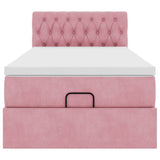 Struttura Letto Pouf con Materasso Rosa 80x200 cm Velluto