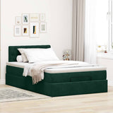 Pouf Letto con Materasso Verde Scuro 120x190 cm Velluto