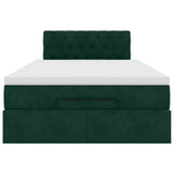 Pouf Letto con Materasso Verde Scuro 120x190 cm Velluto