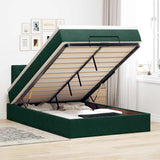 Pouf Letto con Materasso Verde Scuro 120x190 cm Velluto
