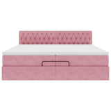 Struttura Letto Pouf con Materasso Rosa 200x200 cm Velluto