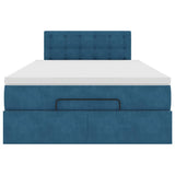 Pouf Letto con Materasso Blu Scuro 120x190 cm Velluto