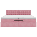 Struttura Letto Pouf con Materasso Rosa 200x200 cm Velluto