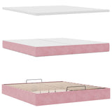 Struttura Letto Pouf con Materasso Rosa 200x200 cm Velluto