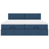 Struttura Letto Pouf con Materassi Blu 160x200 cm in Tessuto