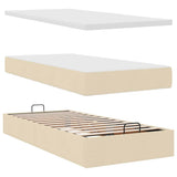 Struttura Letto Pouf con Materassi Crema 200x200 cm in Tessuto