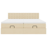 Struttura Letto Pouf con Materassi Crema 160x200 cm in Tessuto