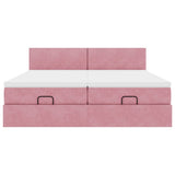 Struttura Letto Pouf con Materassi Rosa 160x200 cm Velluto