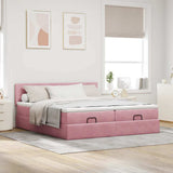Struttura Letto Pouf con Materassi Rosa 200x200 cm Velluto