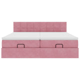 Struttura Letto Pouf con Materassi Rosa 200x200 cm Velluto