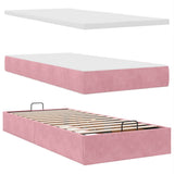 Struttura Letto Pouf con Materassi Rosa 200x200 cm Velluto