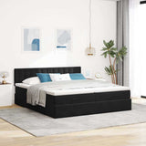 Struttura Letto Pouf con Materassi Nero 160x200 cm in Velluto