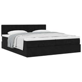 Struttura Letto Pouf con Materassi Nero 160x200 cm in Velluto