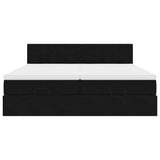 Struttura Letto Pouf con Materassi Nero 160x200 cm in Velluto