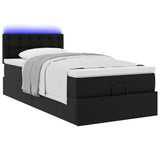 Struttura Letto Pouf con Materasso Nero 80x200 cm Similpelle