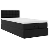 Struttura Letto Pouf con Materasso Nero 80x200 cm Similpelle