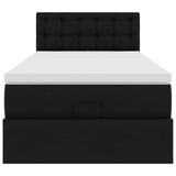 Struttura Letto Pouf con Materasso Nero 80x200 cm Similpelle