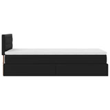 Struttura Letto Pouf con Materasso Nero 80x200 cm Similpelle