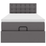 Struttura Letto Pouf con Materasso Grigio 80x200 cm Similpelle