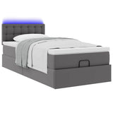 Struttura Letto Pouf con Materasso Grigio 90x190 cm Similpelle