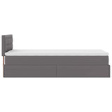 Struttura Letto Pouf con Materasso Grigio 90x190 cm Similpelle