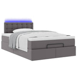 Pouf Letto con Materassi e LED Grigio 120x190 cm Similpelle