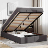 Pouf Letto con Materassi e LED Grigio 120x190 cm Similpelle