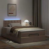 Pouf Letto con Materassi e LED Cappuccino 120x190 cm Similpelle