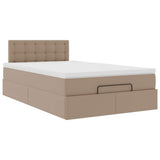Pouf Letto con Materassi e LED Cappuccino 120x190 cm Similpelle