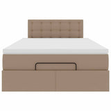 Pouf Letto con Materassi e LED Cappuccino 120x190 cm Similpelle
