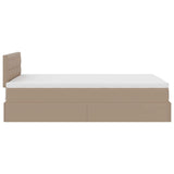 Pouf Letto con Materassi e LED Cappuccino 120x190 cm Similpelle