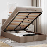 Pouf Letto con Materassi e LED Cappuccino 120x190 cm Similpelle