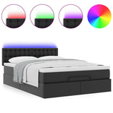 Pouf Letto con Materassi e LED Nero 140x190cm Similpelle