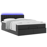 Pouf Letto con Materassi e LED Nero 140x190cm Similpelle