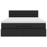 Pouf Letto con Materassi e LED Nero 140x190cm Similpelle