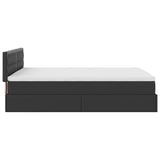Pouf Letto con Materassi e LED Nero 140x190cm Similpelle