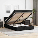 Pouf Letto con Materassi e LED Nero 140x190cm Similpelle